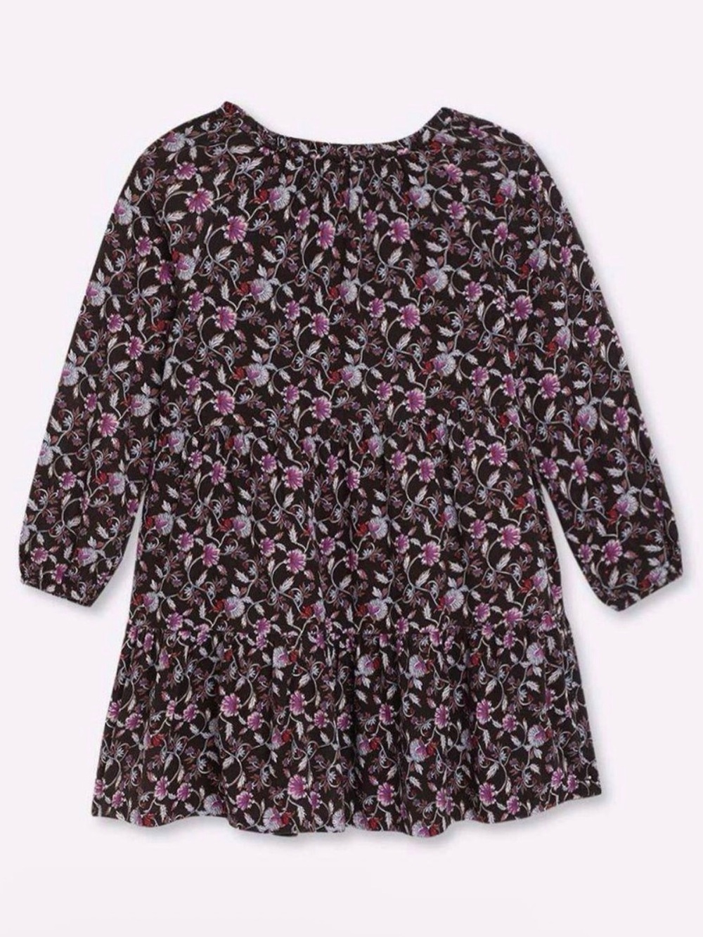Gap Kids Girls S (6-7) 100% Cotton Printed Floral Dress Brown Pink Full Skirt